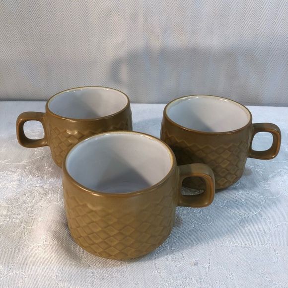 Koyo Stonewear Kasuga Other - Koyo Stonewear Kasuga Brown Diamond Pattern 3 Mugs